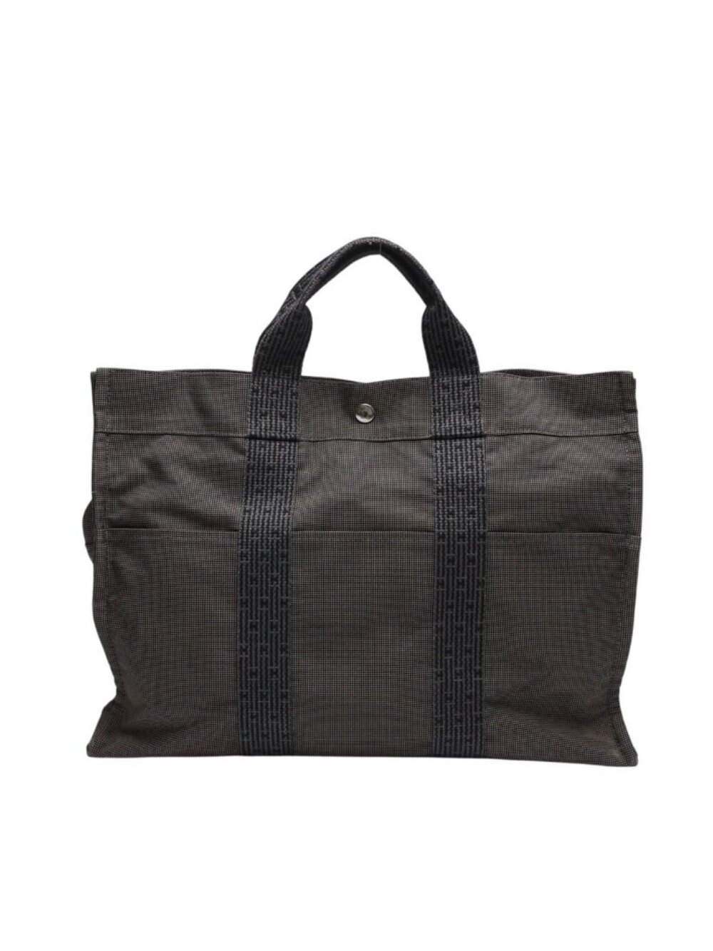Hermes Canvas Handbag Her Line MM Tote Gray